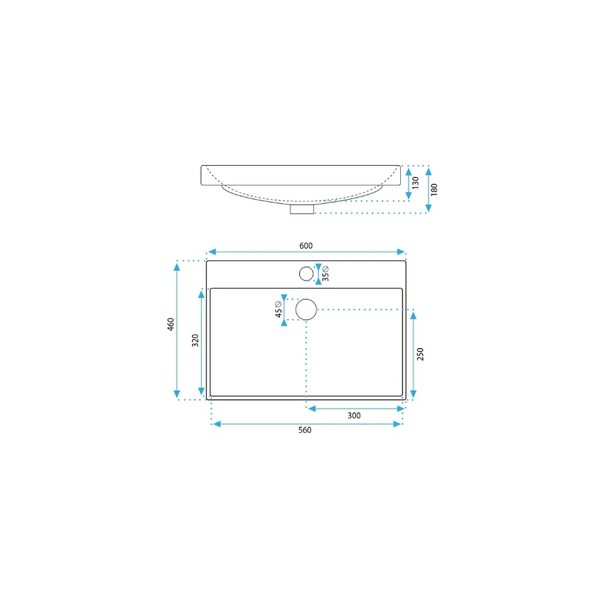 REA-U3326 - Zapustené umývadlo MANDY 46x60 cm keramika/lesklá biela