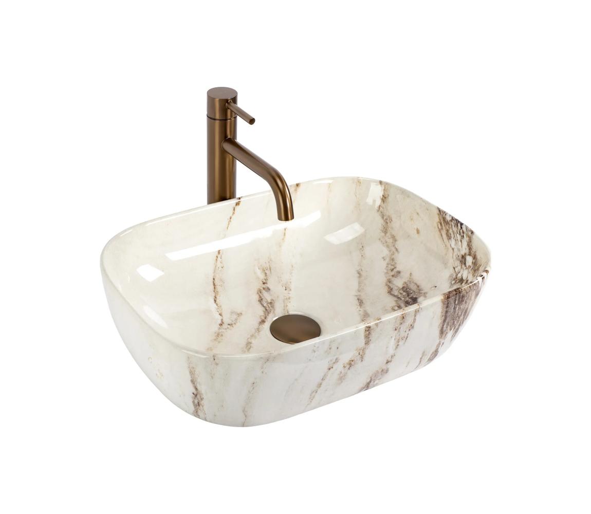 REA-U3601 - Umývadlo na dosku BELINDA 33x46,5 cm keramika/béžová/imitácia kameňa REA-U3601