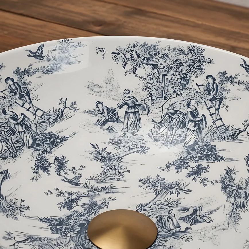 REA-U3608 - Umývadlo na dosku JULIANA 40 cm keramika/biela/modrá