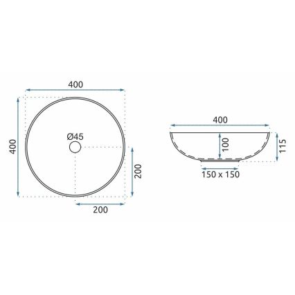 REA-U3608 - Umývadlo na dosku JULIANA 40 cm keramika/biela/modrá
