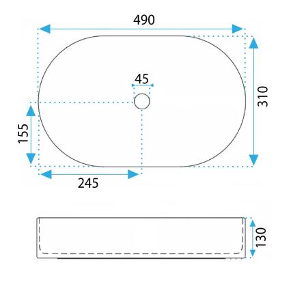 REA-U3611 - Umývadlo na dosku VANDA 31x49 cm keramika/tmavozelená