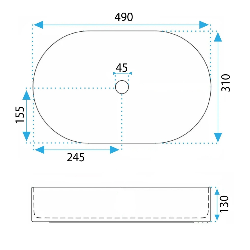 REA-U3611 - Umývadlo na dosku VANDA 31x49 cm keramika/tmavozelená