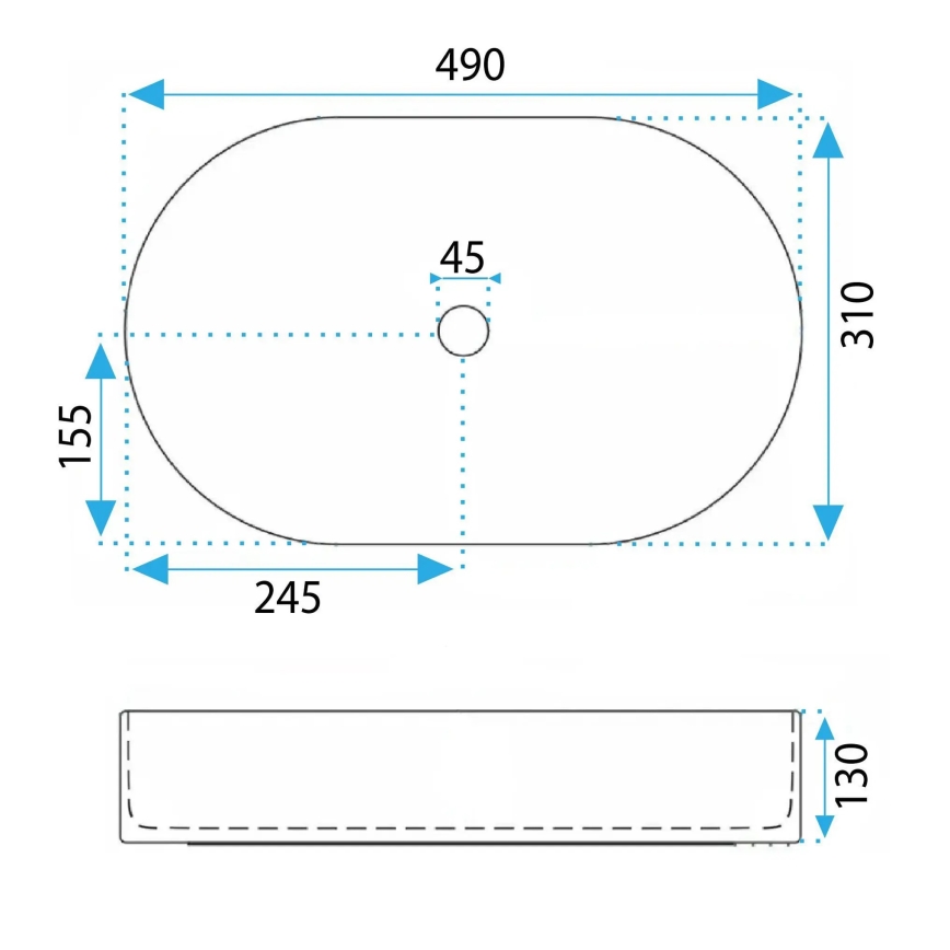 REA-U3612 - Umývadlo na dosku VANDA 31x49 cm keramika/zelená