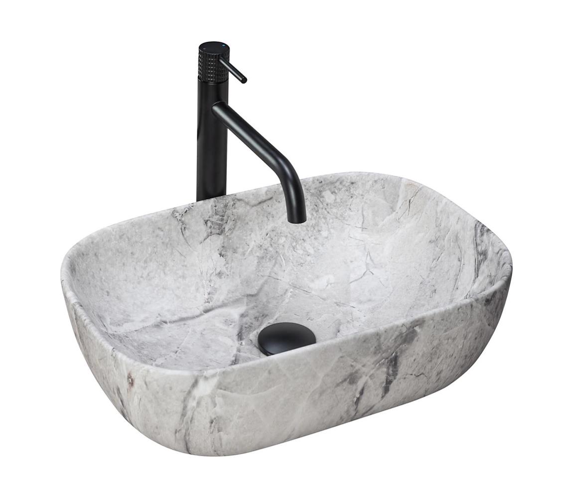 REA-U3800 - Umývadlo na dosku LIVIA 33,5x46,5 cm keramika/šedá/imitácia kameňa REA-U3800