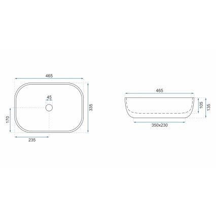 REA-U3801 - Umývadlo na dosku LIVIA 33,5x46,5 cm keramika/sivá/imitácia kameňa