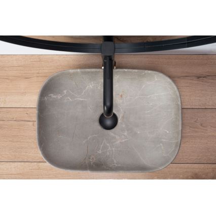REA-U3802 - Umývadlo na dosku LIVIA 33,5x46,5 cm keramika/šedá/mramorový dekor