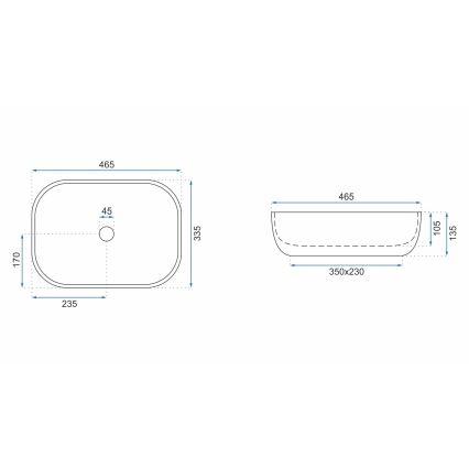 REA-U3802 - Umývadlo na dosku LIVIA 33,5x46,5 cm keramika/šedá/mramorový dekor