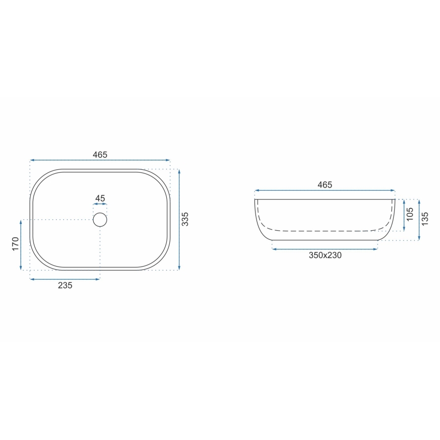 REA-U3802 - Umývadlo na dosku LIVIA 33,5x46,5 cm keramika/šedá/mramorový dekor