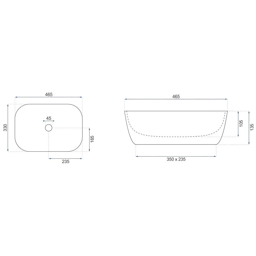 REA-U4000 - Umývadlo na dosku BELINDA 33x46,5 cm keramika/imitácia kameňa