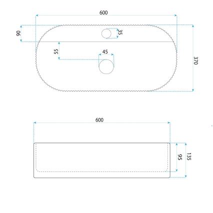 REA-U4002 - Umývadlo na dosku MARCELA 37x60 cm keramika/lesklá biela