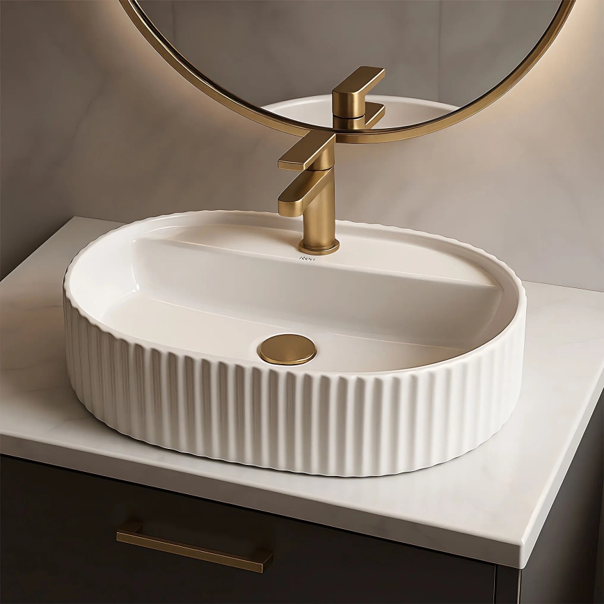 REA-U4003 - Umývadlo na dosku MARCELA 35,5x50 cm keramika/lesklá biela