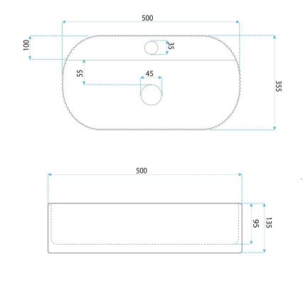 REA-U4003 - Umývadlo na dosku MARCELA 35,5x50 cm keramika/lesklá biela
