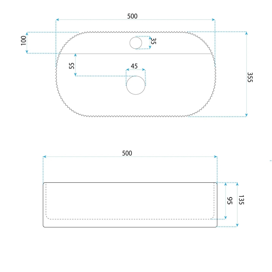 REA-U4003 - Umývadlo na dosku MARCELA 35,5x50 cm keramika/lesklá biela