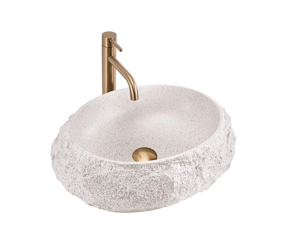 REA-U4332 - Umývadlo na dosku MIKA 38x50 cm béžová/šedá/imitácia kameňa REA-U4332