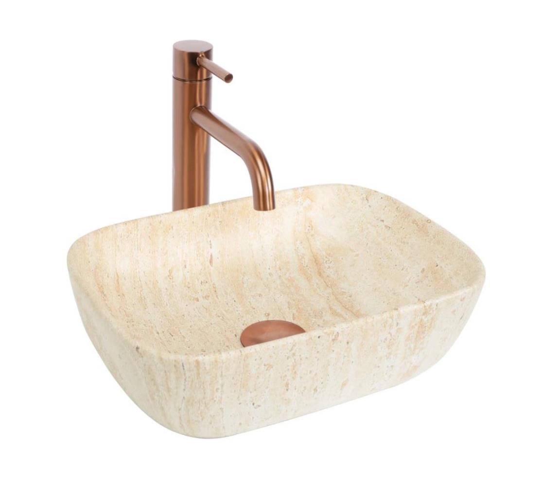 REA-U4700-Umývadlo na dosku BELINDA MINI 25x36 cm keramika/béžová/imitácia kameňa REA-U4700