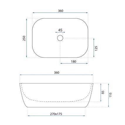 REA-U4700 - Umývadlo na dosku BELINDA MINI 25x36 cm keramika/béžová/imitácia kameňa
