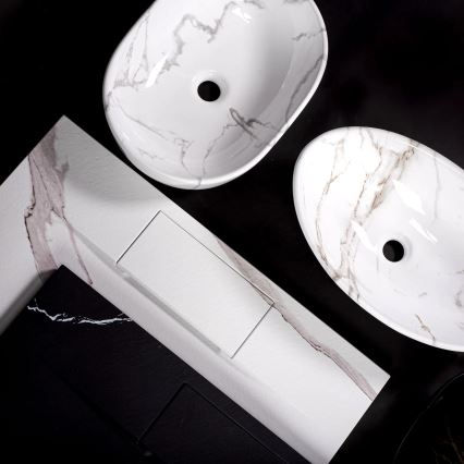 REA-U5052 - Umývadlo na dosku KELLY 38x49 cm keramika/biela/mramorový dekor