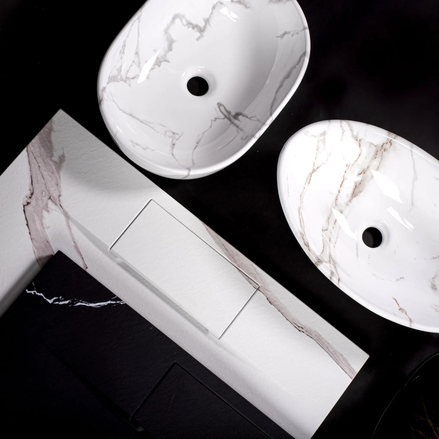 REA-U5052 - Umývadlo na dosku KELLY 38x49 cm keramika/biela/mramorový dekor