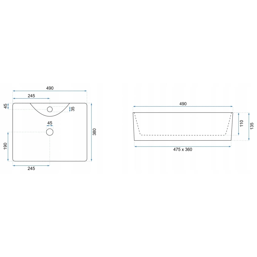 REA-U5052 - Umývadlo na dosku KELLY 38x49 cm keramika/biela/mramorový dekor