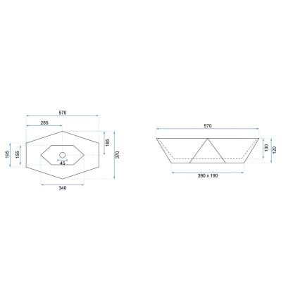REA-U5602 - Umývadlo na dosku VEGAS 37x57 cm keramika/imitácia kameňa