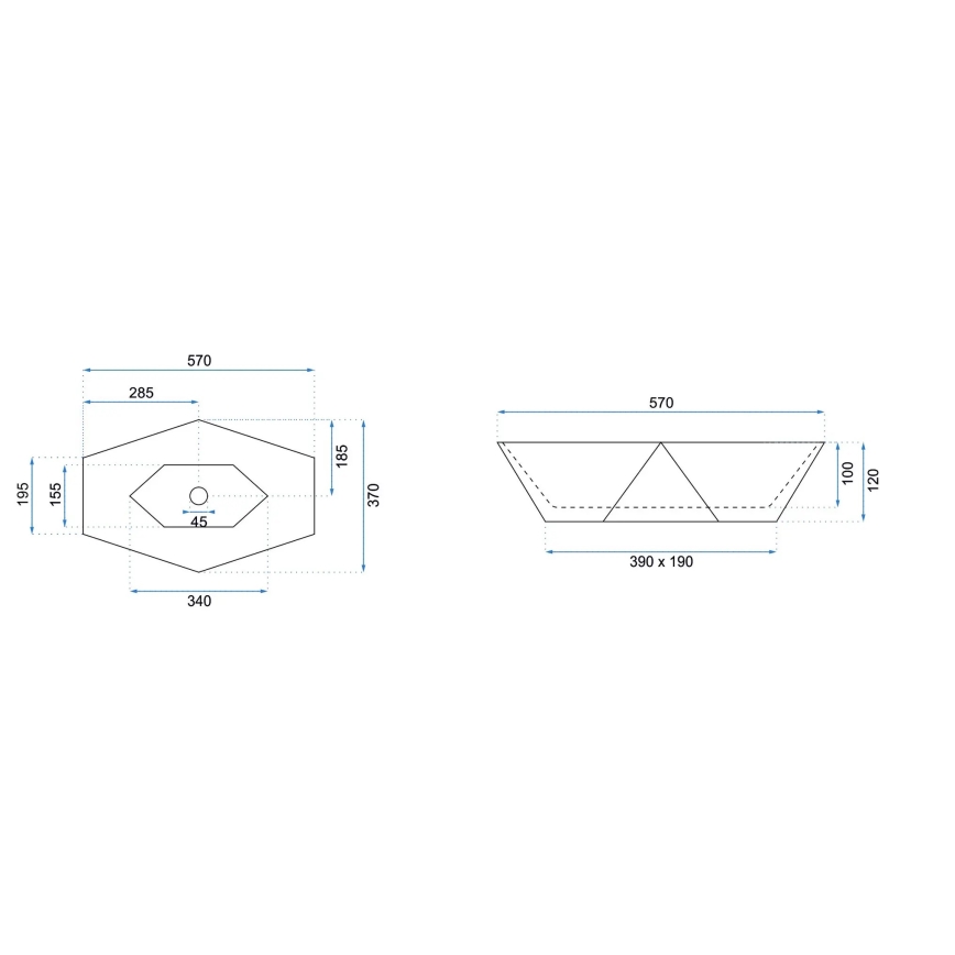 REA-U5602 - Umývadlo na dosku VEGAS 37x57 cm keramika/imitácia kameňa