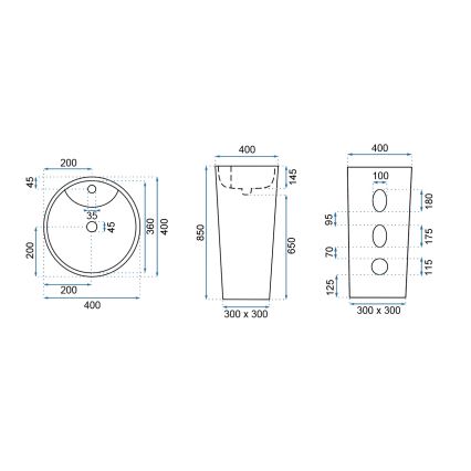 REA-U5635 - Voľne stojace umývadlo BLANKA 85x40 cm keramika/lesklá biela