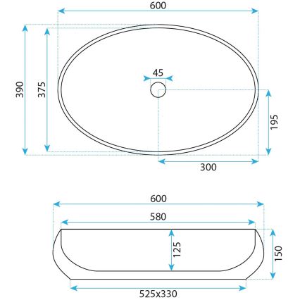 REA-U5660 - Umyvadlo na dosku MAYA 39x60 cm keramika/lesklá biela