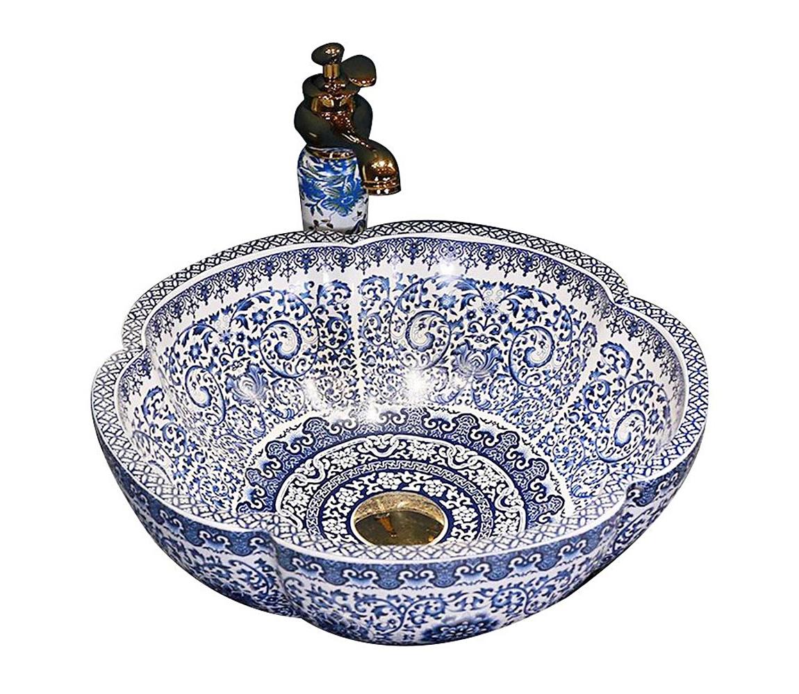 REA-U5666 - Umývadlo na dosku VIVIEN pr. 42,5 cm keramika/ornamentálny vzor REA-U5666