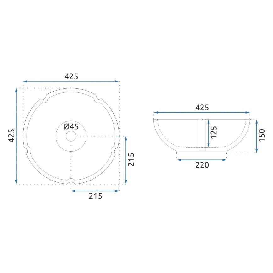 REA-U5666 - Umývadlo na dosku VIVIEN pr. 42,5 cm keramika/ornamentálny vzor