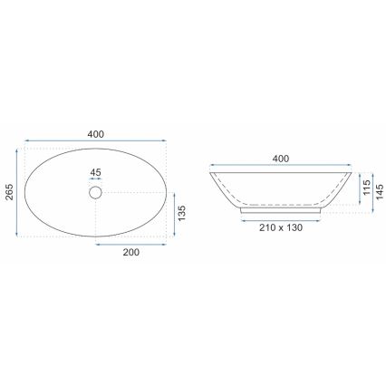 REA-U5804 - Umývadlo na dosku PAMELA MINI 26,5x40 cm keramika/lesklá biela