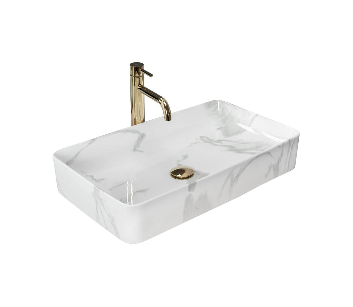 REA-U5896 - Umývadlo na dosku DENIS 35x61,5 cm keramika/mramorový dekor REA-U5896