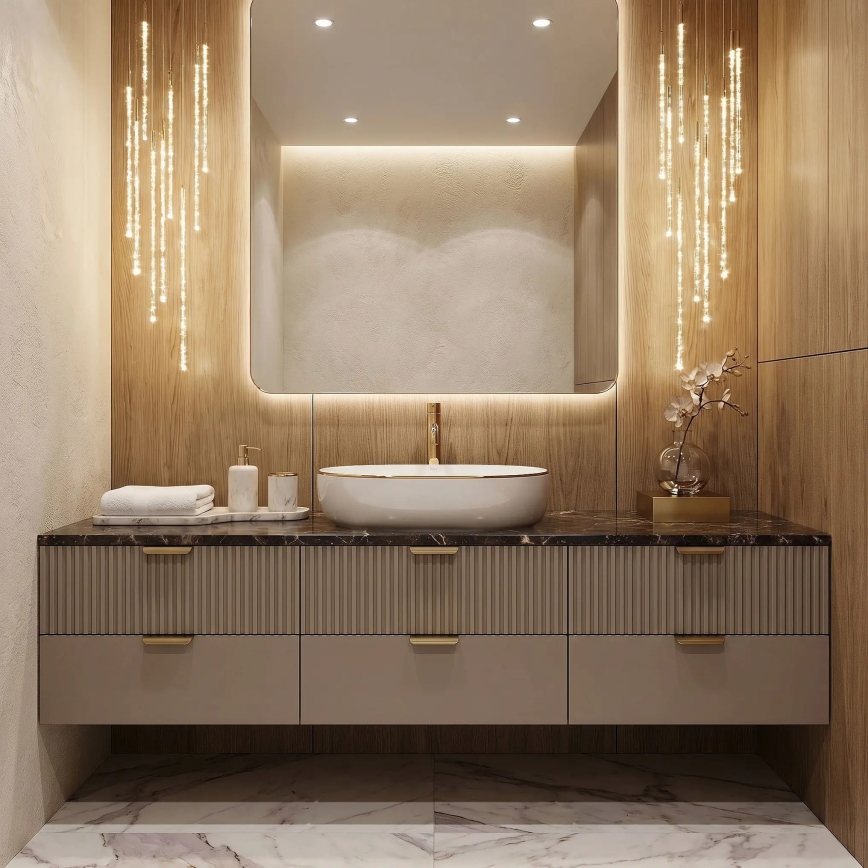 REA-U6211 - Umyvadlo na dosku CLEO 41x60,5 cm keramika/biela/zlatá