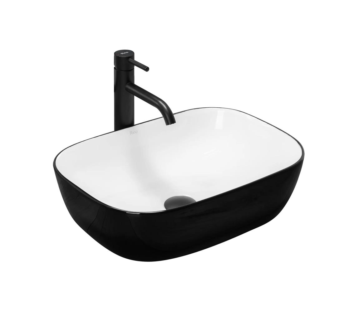 REA-U6332 - Nadpultné umývadlo BELINDA 33 x 46,5 cm keramika/čierna/biela REA-U6332