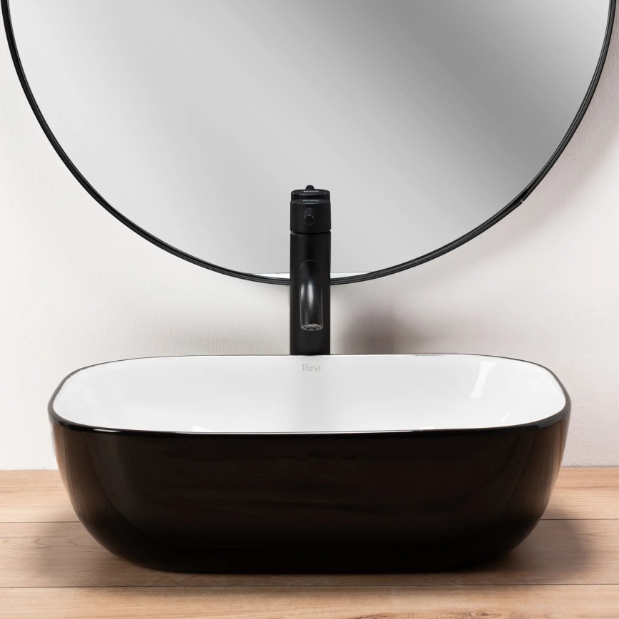 REA-U6332 - Nadpultné umývadlo BELINDA 33 x 46,5 cm keramika/čierna/biela