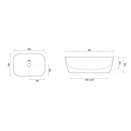 REA-U6332 - Nadpultné umývadlo BELINDA 33 x 46,5 cm keramika/čierna/biela