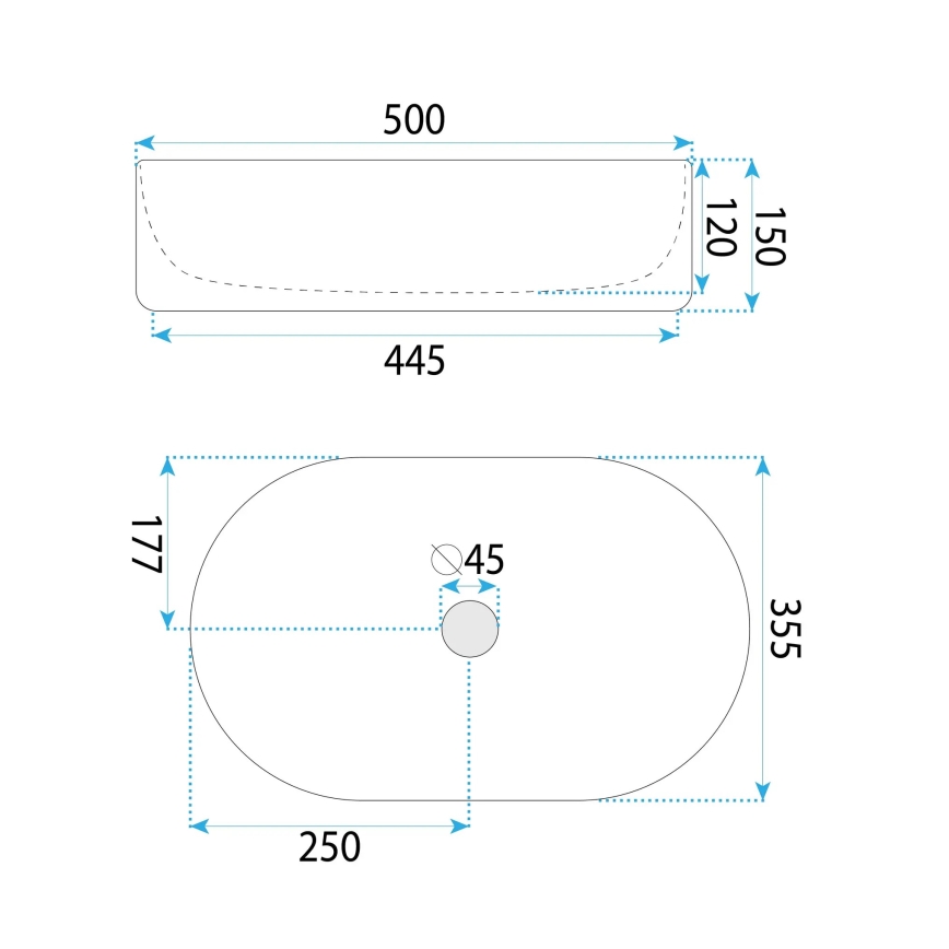 REA-U6366 - Umývadlo na dosku OKTAWIA 35,5x50 cm keramika/biela