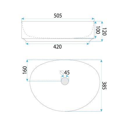 REA-U6370 - Umývadlo na dosku JOANA 38,5x50,5 cm keramika/lesklá biela