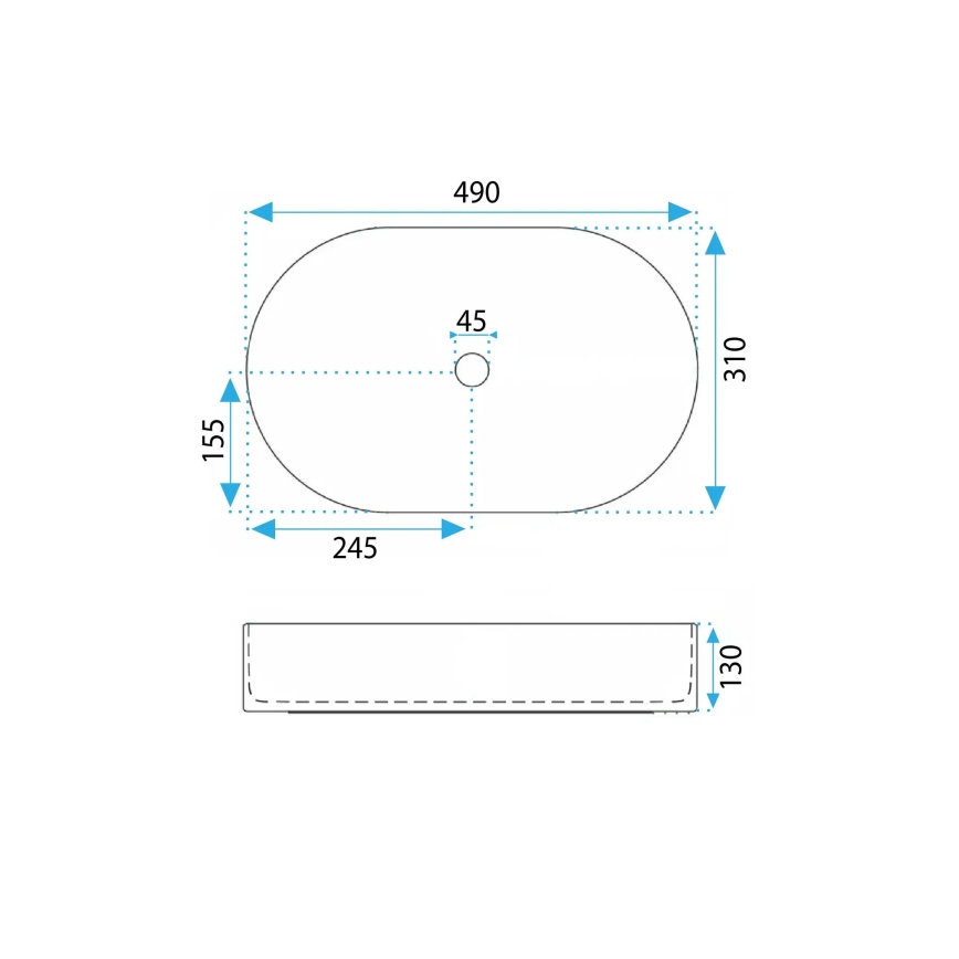 REA-U6375 - Umývadlo na dosku VANDA 31x49 cm keramika/matná modrá