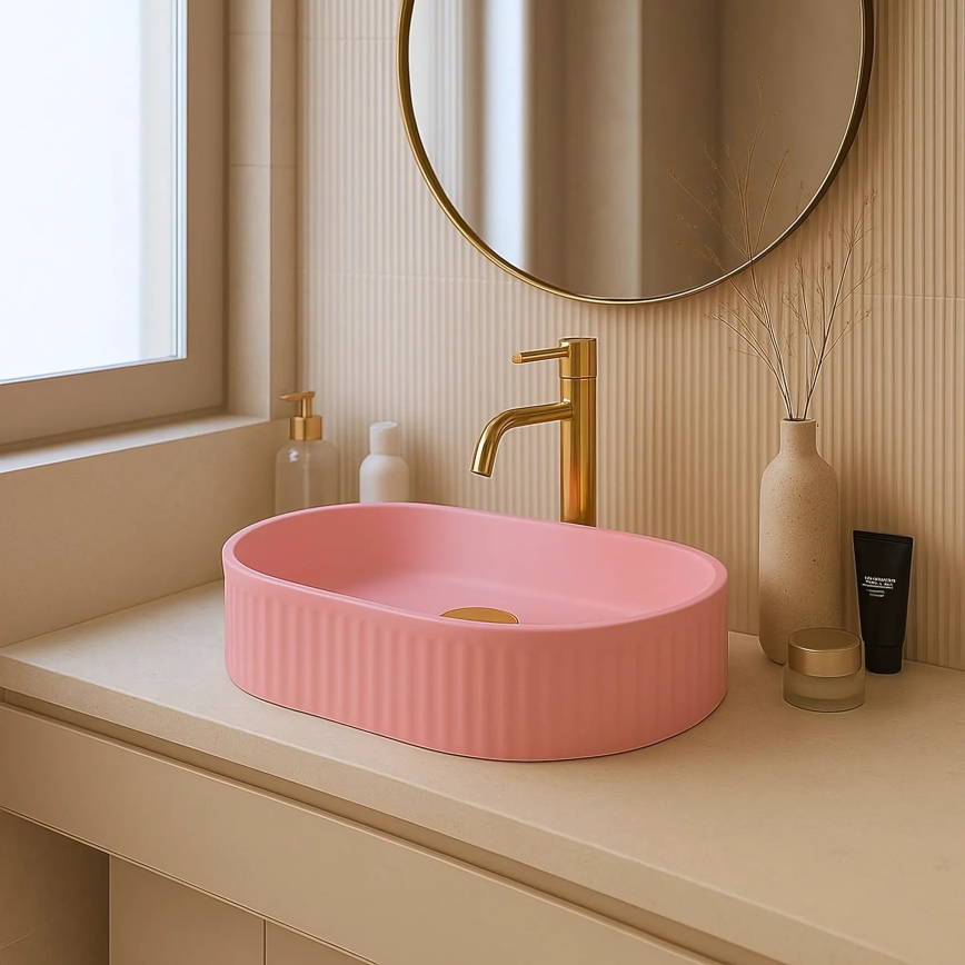 REA-U6376 - Umývadlo na dosku VANDA 31x49 cm keramika/matná ružová