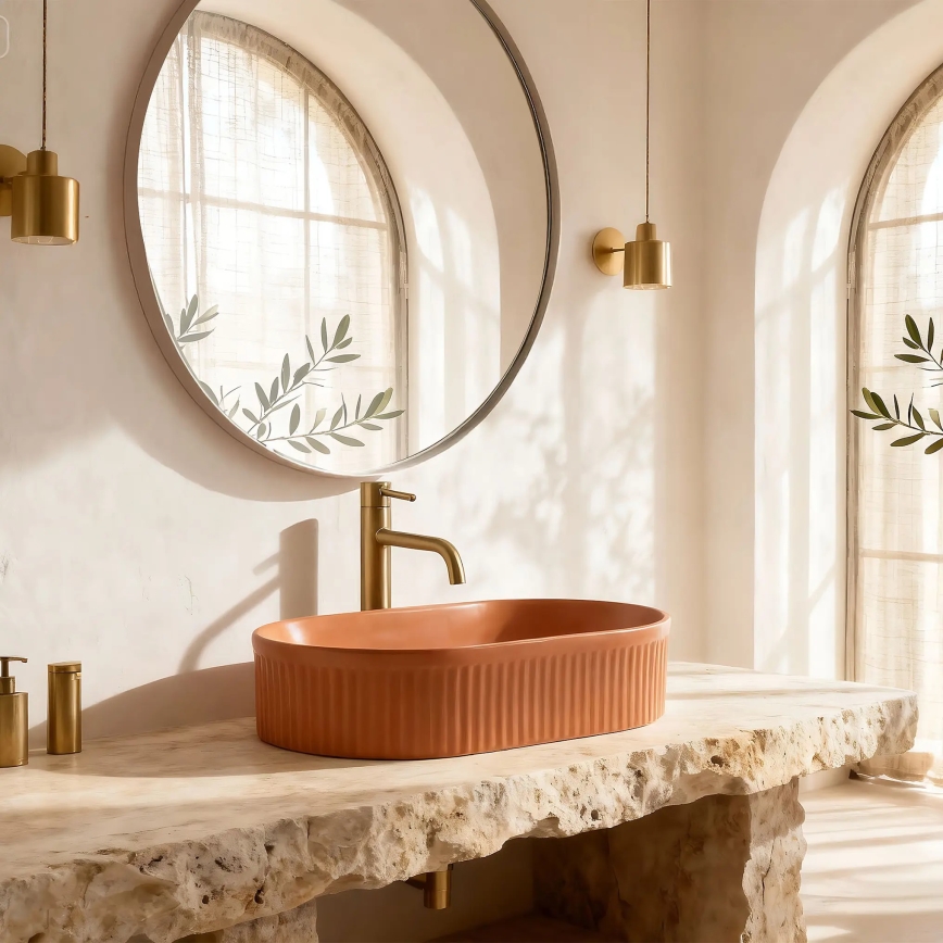 REA-U6377 - Umývadlo na dosku VANDA 31x49 cm keramika/oranžové