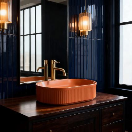 REA-U6377 - Umývadlo na dosku VANDA 31x49 cm keramika/oranžové