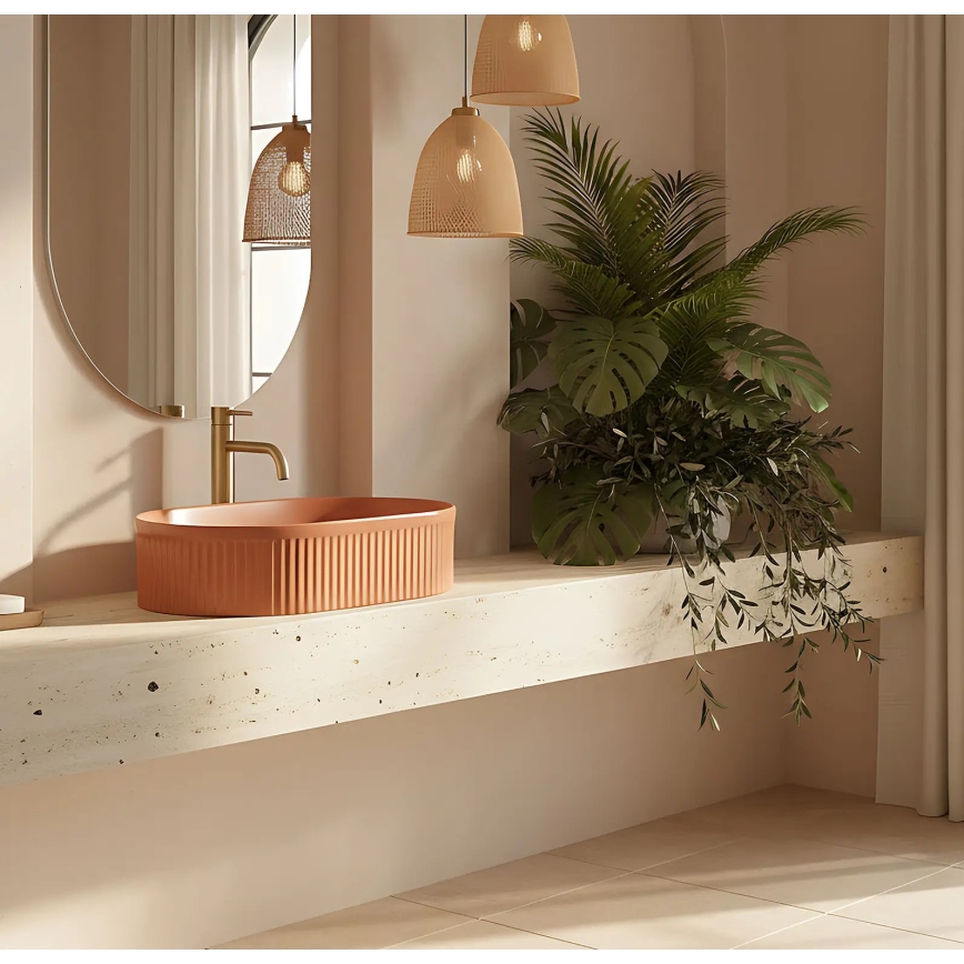 REA-U6377 - Umývadlo na dosku VANDA 31x49 cm keramika/oranžové