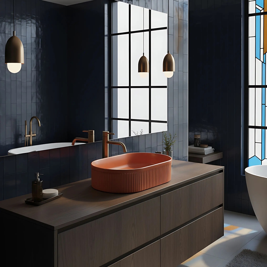 REA-U6377 - Umývadlo na dosku VANDA 31x49 cm keramika/oranžové