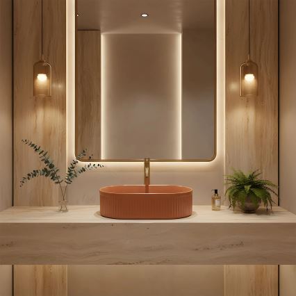 REA-U6377 - Umývadlo na dosku VANDA 31x49 cm keramika/oranžové