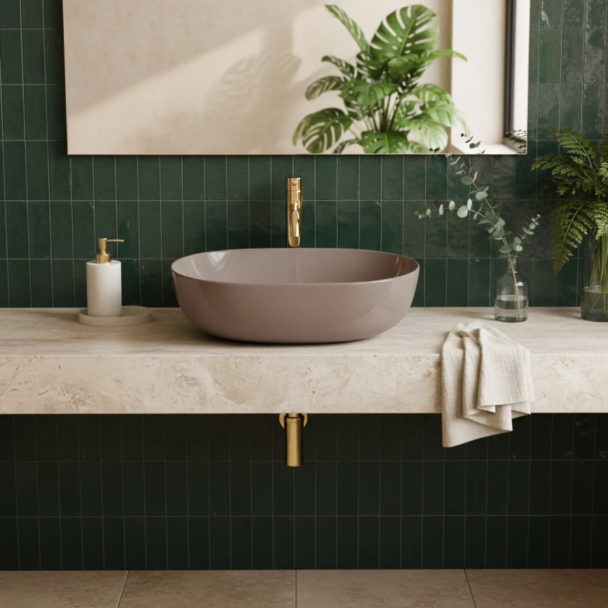 REA-U6380 - Umývadlo na dosku LISA 35x49 cm keramika/lesklá hnedá