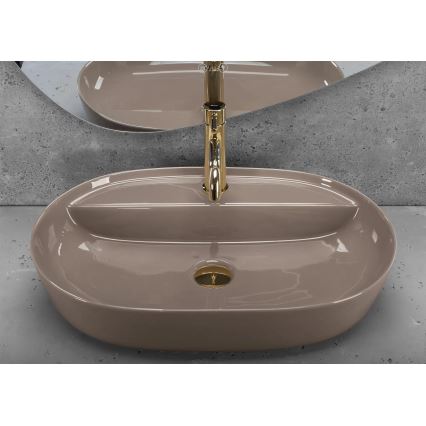 REA-U6381 - Umývadlo na dosku AURA 41x61 cm keramika/lesklá hnedá
