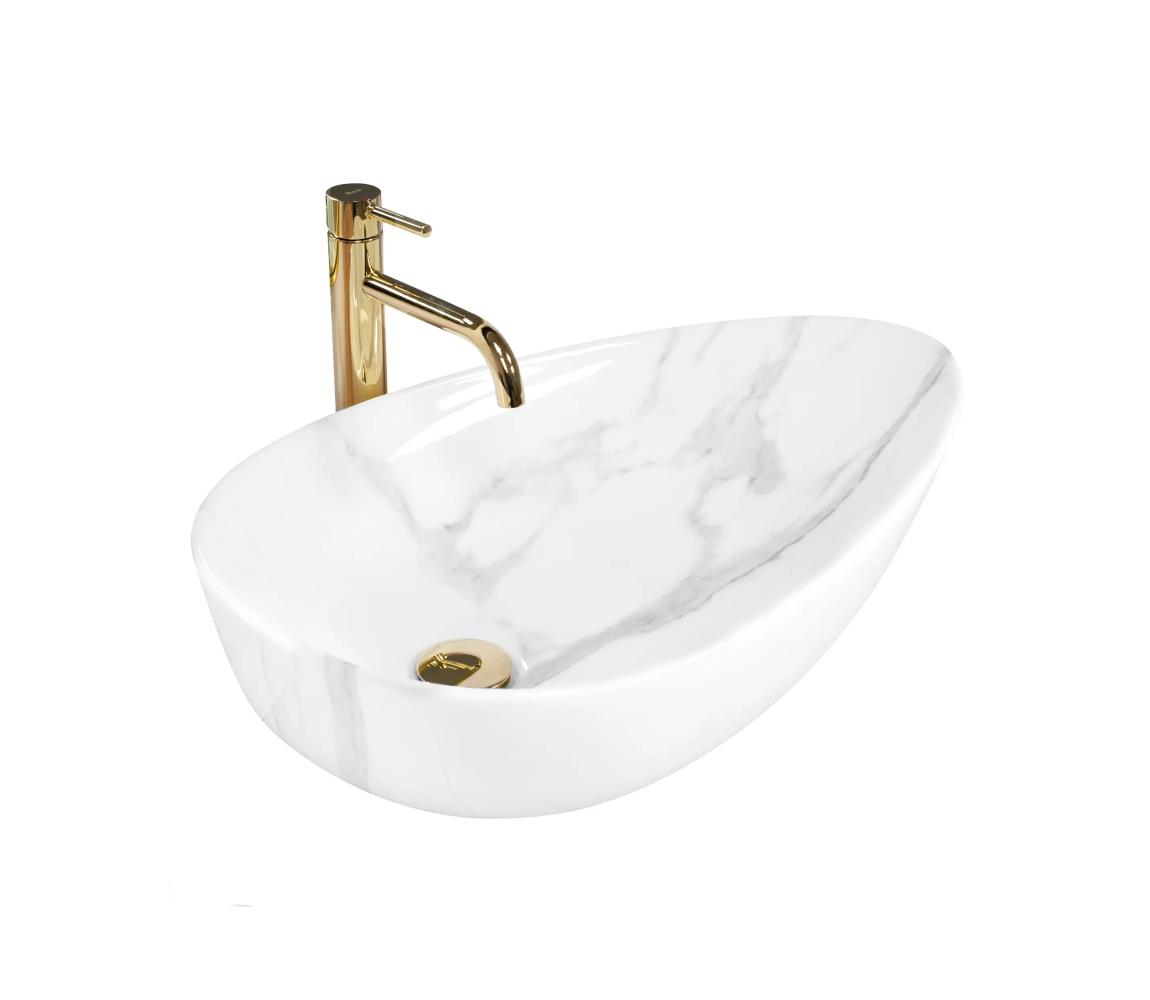 REA-U6501 - Umývadlo na dosku GRETA 40x65,5 cm keramika/imitácia kameňa REA-U6501
