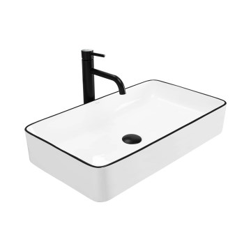 REA-U6513 - Umývadlo na dosku DENIS 35 x 61,5 cm keramika/biela/čierna
