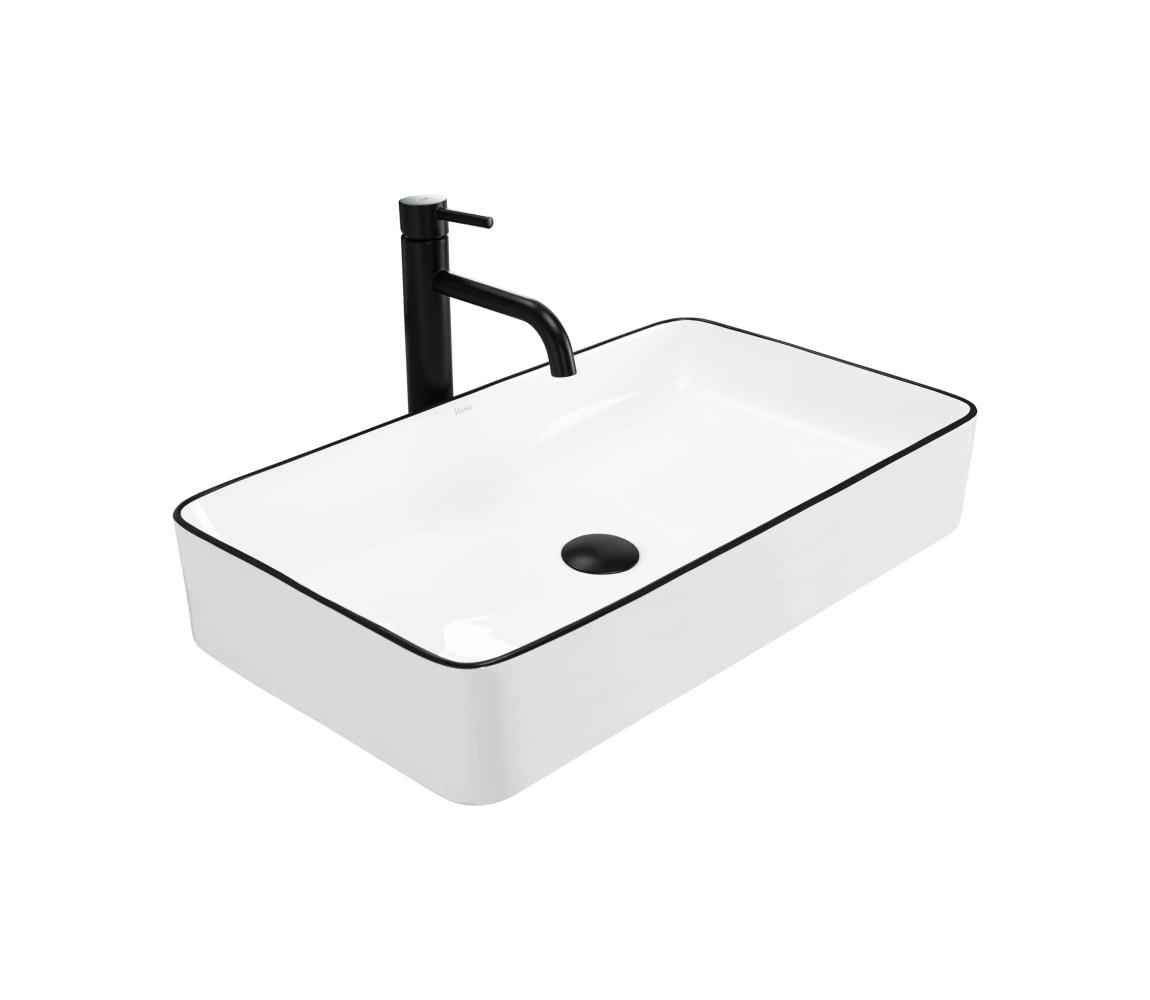 REA-U6513 - Umývadlo na dosku DENIS 35 x 61,5 cm keramika/biela/čierna REA-U6513