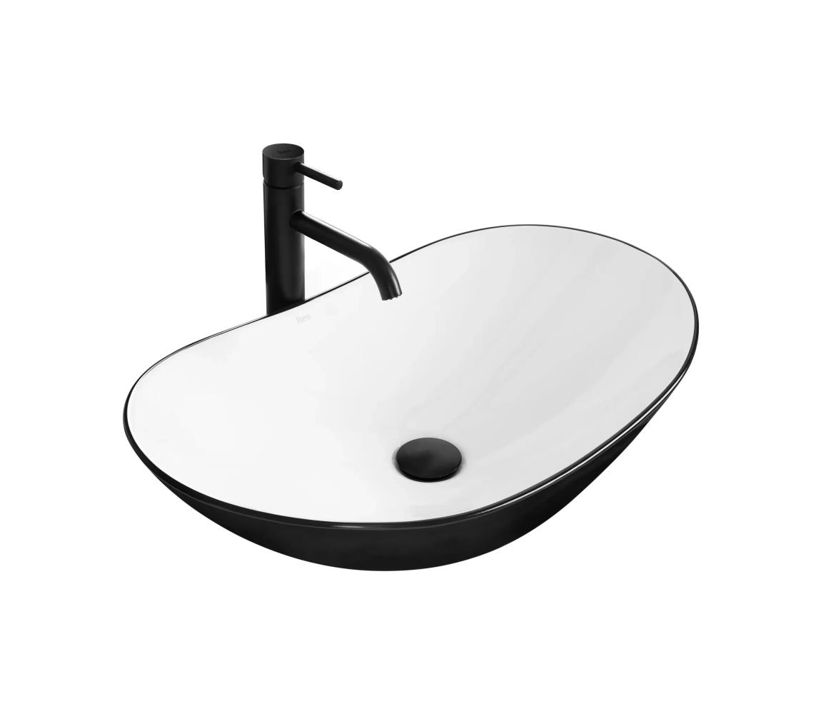 REA-U6600 - Umývadlo na dosku ROYAL 36x62,5 cm keramika/biela/čierna REA-U6600